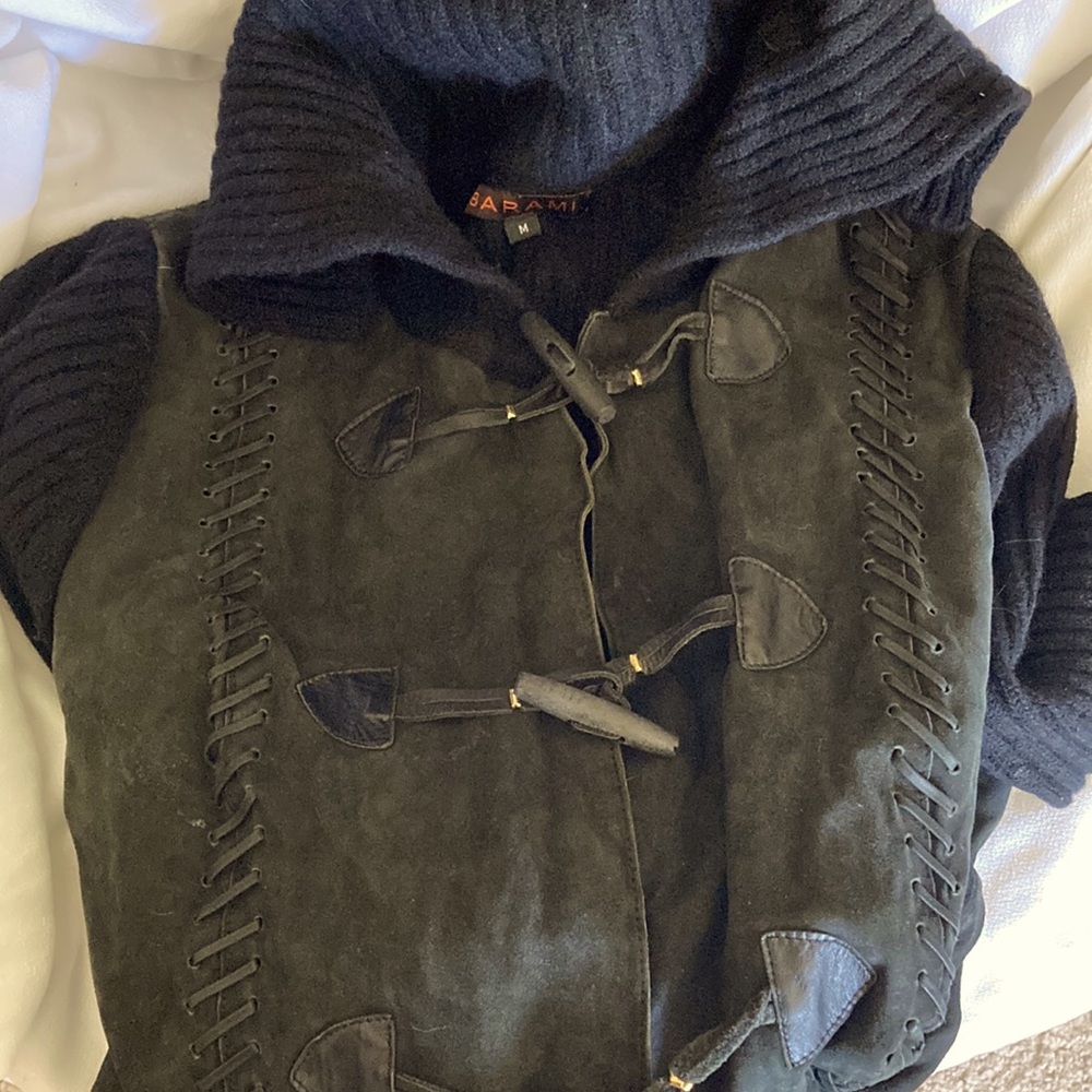 Barami leather sweater jacket
